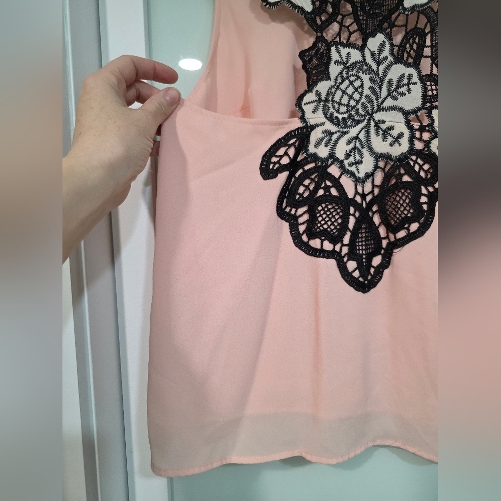 Smart Set Lace Trim Pink Top - Picture 14 of 16